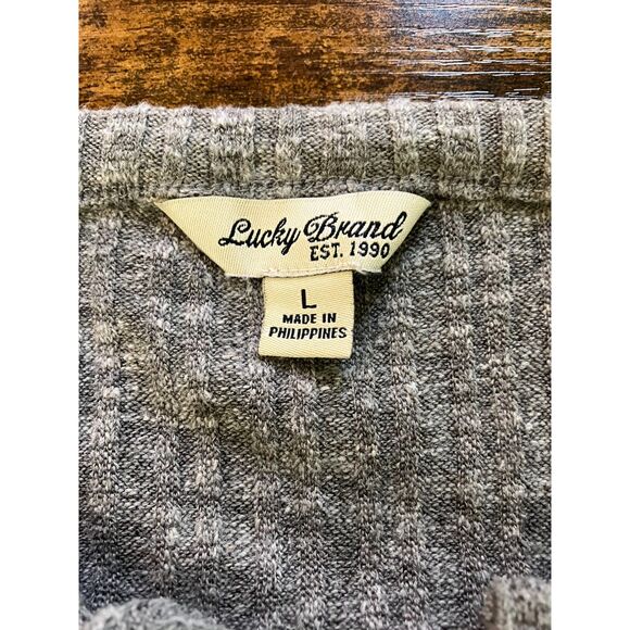 Lucky Brand ribbed knit lace up long sleeve pullover top - Picture 4 of 9